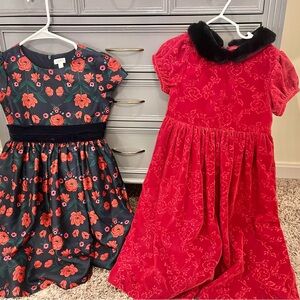 Gymboree Navy Floral and Red Velvet Dress Set